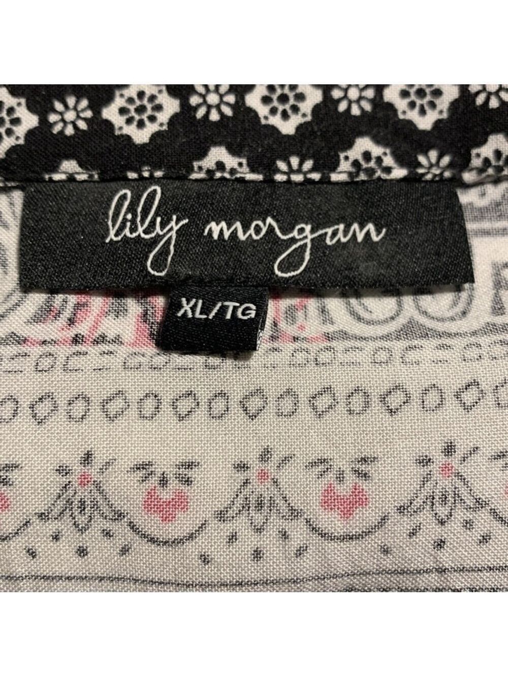 Lily Morgan black white pink patterned tunic style dress v neck XL - Picture 5 of 12